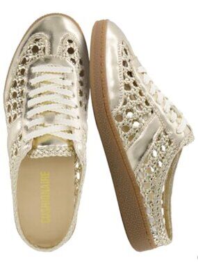Woven Slip On Backless Sneaker Mules for Women Faux Leather